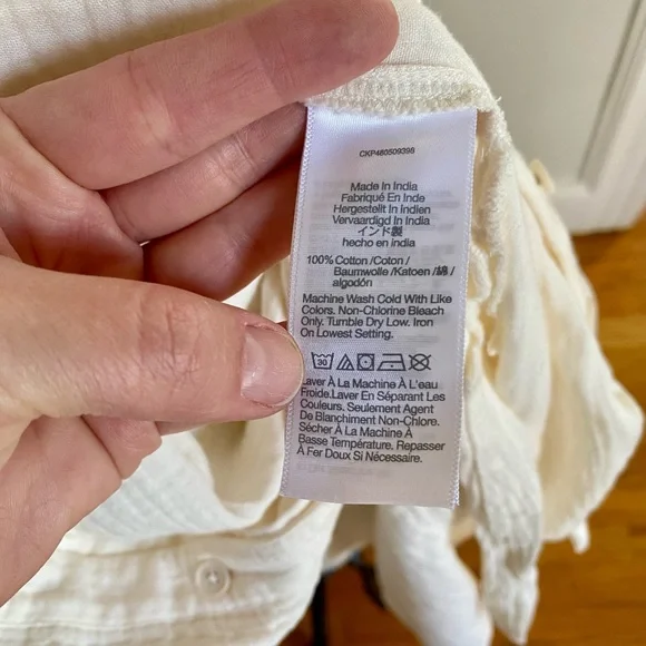 Madewell | Cream Cotton Gauze Button-up Caftan Duster Cover-up | Sz M - Picture 8 of 10